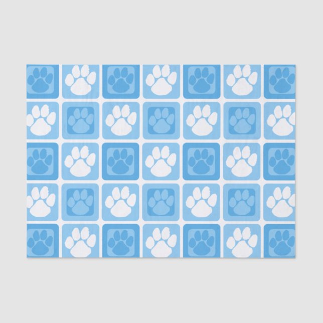 Light Baby Blue & White Repeating Pawprint  Tissue Paper (Front)