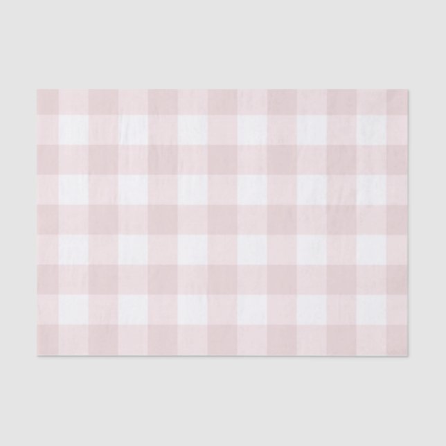 Light Baby Pink Peachy Tartan Plaid Pattern Print Tissue Paper (Front)