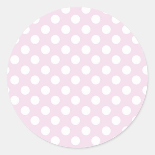 Light Baby Pink  White Polka Dots Birthday Party Classic Round Sticker