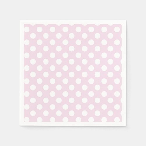 Light Baby Pink  White Polka Dots Birthday Party Napkins