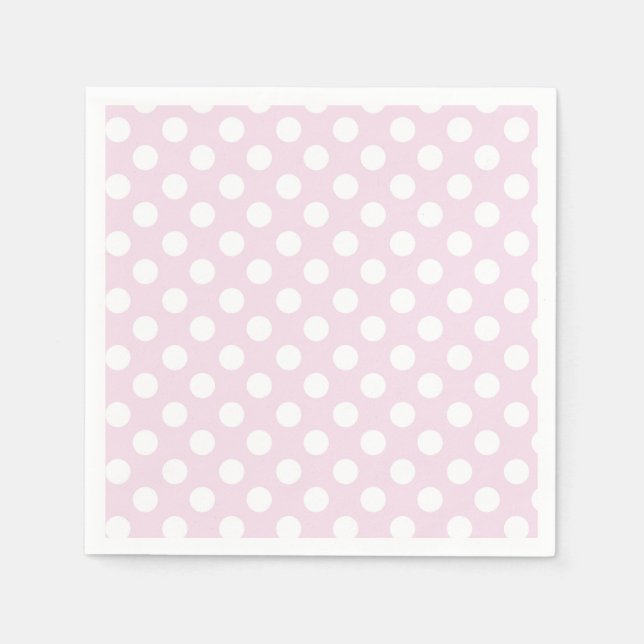 Light Baby Pink & White Polka Dots Birthday Party Napkins (Front)