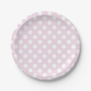 Light Baby Pink & White Polka Dots Birthday Party Paper Plates