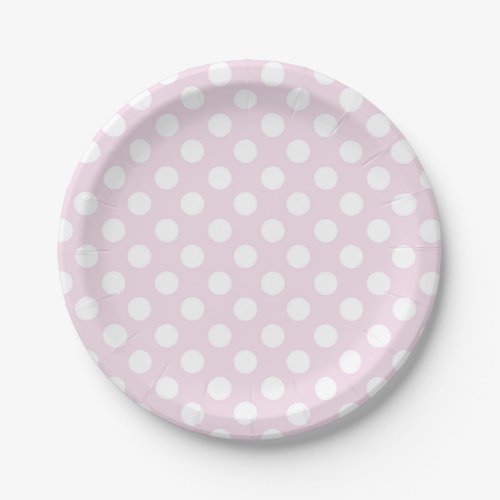 Light Baby Pink  White Polka Dots Birthday Party Paper Plates