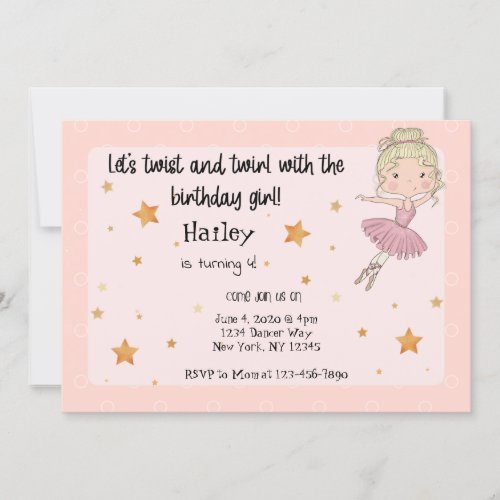 Light Ballerina Party Invitation