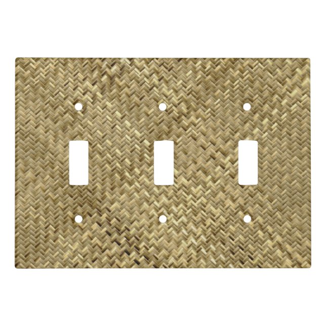Light Basket Weave Rattan Pattern Light Switch Cover (Front)