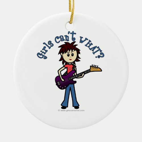 Light Bass Guitar Girl Ceramic Ornament