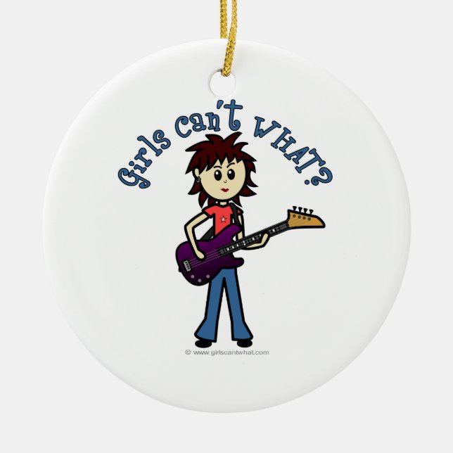 Light Bass Guitar Girl Ceramic Ornament (Front)