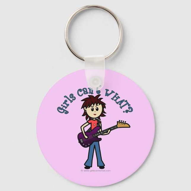 Light Bass Guitar Girl Keychain (Front)