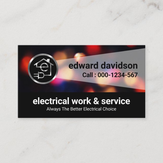Light Beam Power Outage Bokeh Business Card (Front)