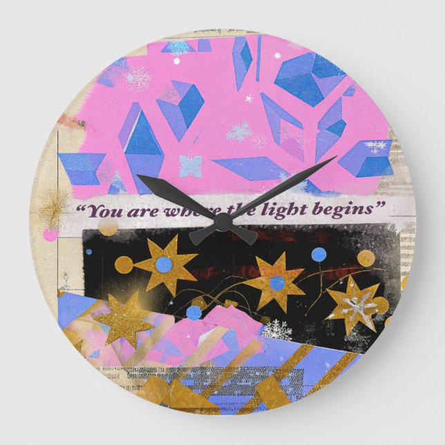 Light Begins Gem Clock – Pink & Gold Glow (Front)