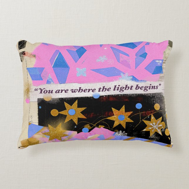 Light Begins – Pink Gold Pillow (Front)