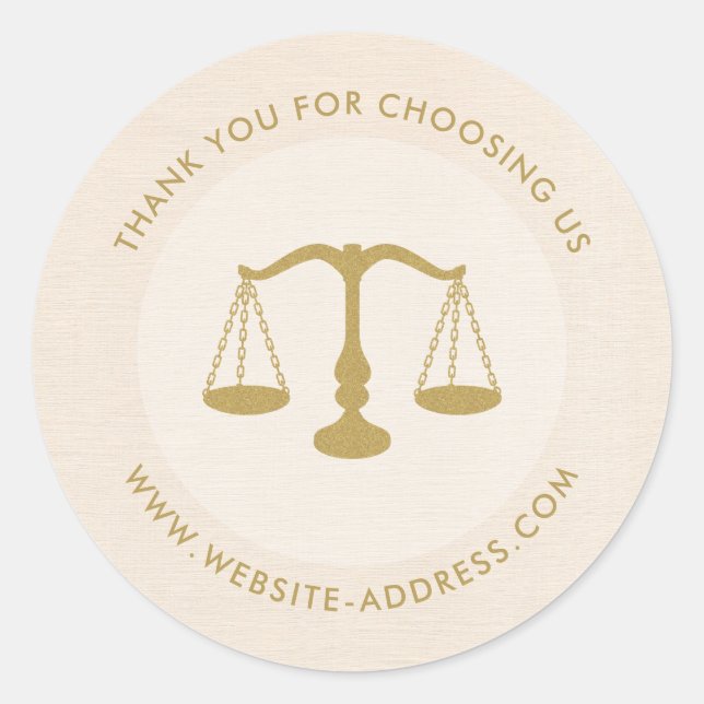 Light beig linen texture personalized text logo classic round sticker (Front)
