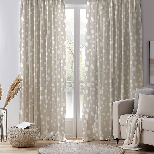 Light Beige and White Abstract Dots Blackout Curtains