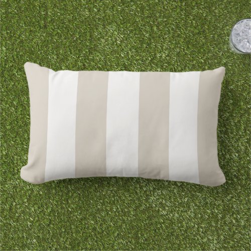 Light Beige and White Cabana Stripes Lumbar Pillow