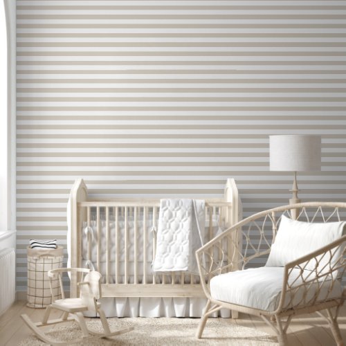 Light Beige and White Classic Horizontal Stripes Wallpaper
