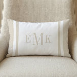 Light Beige and White Classic Monogram Lumbar Pillow<br><div class="desc">Design your own custom throw pillow in any color combination to perfectly coordinate with your home decor in any space! Use the design tools to change the background and the border stripe colors, or add your own text to include a name, monogram initials or other special text. Every pillow is...</div>