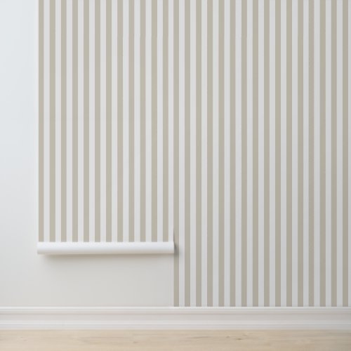 Light Beige and White Classic Vertical Stripes Wallpaper
