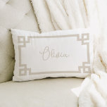 Light Beige and White Custom Name Monogram Lumbar Pillow<br><div class="desc">Design your own custom lumbar throw pillow in any color combination to perfectly coordinate with your home decor in any room! Use the design tools to change the background color and the Greek key border color. Add your own text to include a name, monogram initials or other special text. Every...</div>