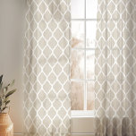 Light Beige and White Moroccan Pattern Sheer Curtains<br><div class="desc">Design your own custom curtains in any color combination to perfectly coordinate with your home decor in any space! Use the design tools to change the background color behind the white Moroccan quatrefoil pattern, or add your own text to include a name, monogram initials or other special text. Every curtain...</div>