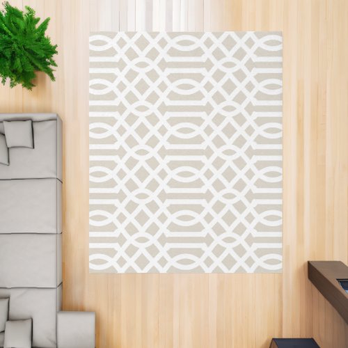 Light Beige and White Trellis Pattern Rug