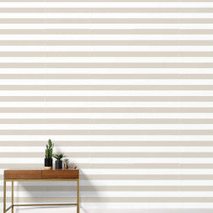 Light Beige and White Wide Horizontal Stripes Wallpaper