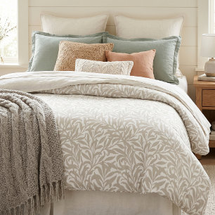 Light Beige and White Willow Bough Duvet Cover