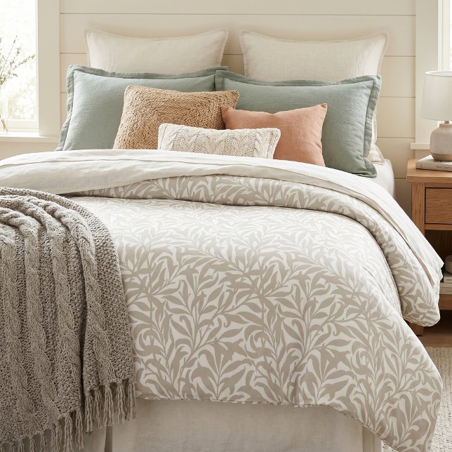 Light Beige and White Willow Bough Duvet Cover (Creator Uploaded)