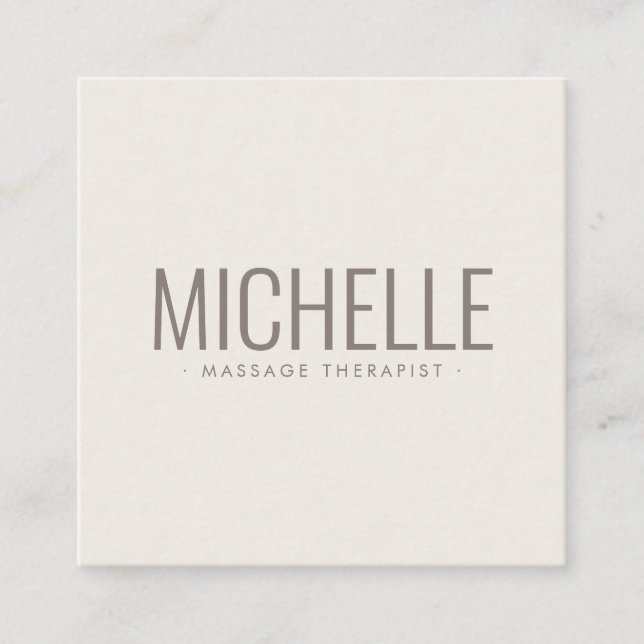 Light beige brown modern professional minimalist square business card (Front)