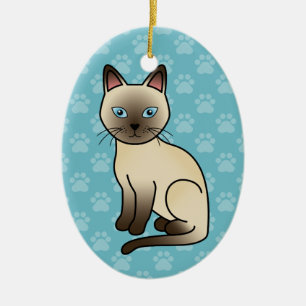 Light Beige Color Tonkinese Breed Cat Illustration Ceramic Ornament