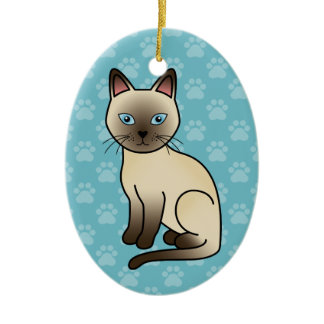 Light Beige Color Tonkinese Breed Cat Illustration Ceramic Ornament