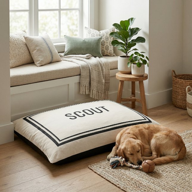 Light Beige Custom Name Monogrammed Pet Bed (Creator Uploaded)
