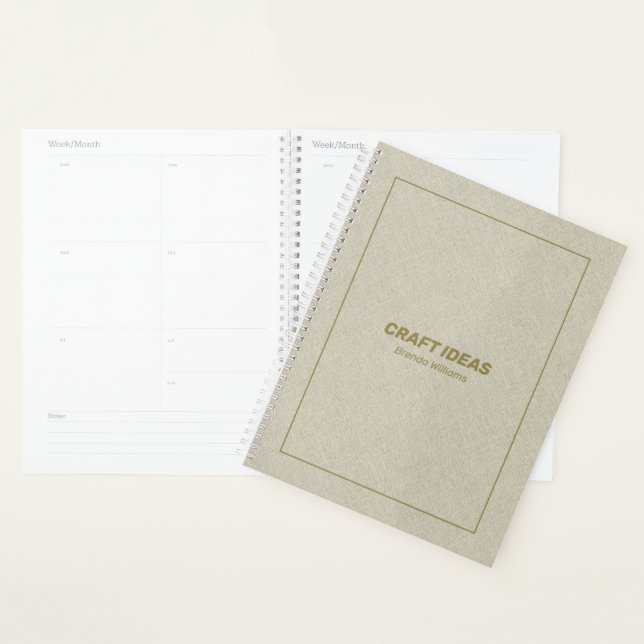 Light beige faux linen texture planner (Display)