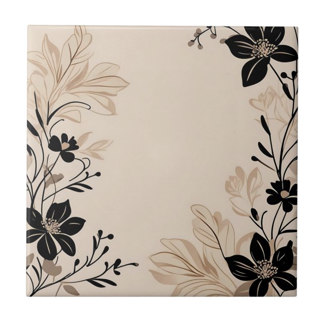 Light Beige Floral Ceramic Tile (Front)