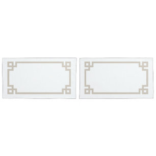Light Beige Greek Key Border King Size Pillow Case