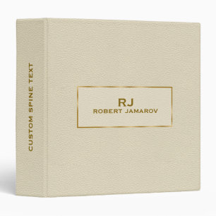 Light Beige Leather Texture Look 3 Ring Binder