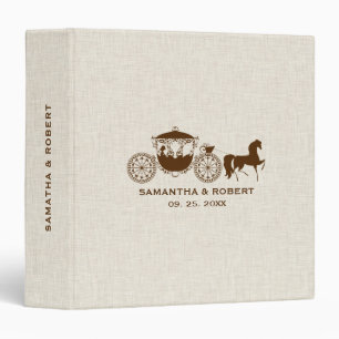 Light Beige Linen Brown Wedding Horse 3 Ring Binder