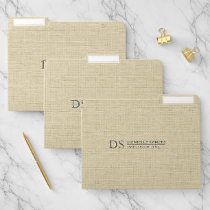 Light Beige Linen Fabric Personalized File Folder