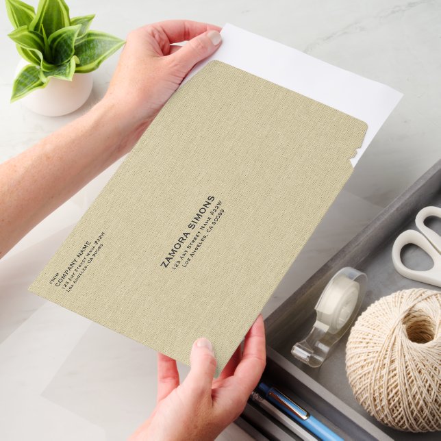 Light Beige Linen Fabric Texture Envelope Mailers (Desk)