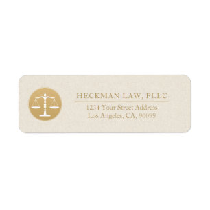 Light Beige Linen Gold Justice Logo Business Card Label