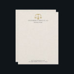 Light Beige Linen & Gold Law Practice Scale Letterhead<br><div class="desc">Elegant minimalistic light beige linen texture print with gold tones justice scale law office practice llc template.</div>