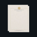 Light Beige Linen & Gold Law Practice Scale Letterhead<br><div class="desc">Elegant minimalistic light beige linen texture print with gold tones justice scale law office practice llc template.</div>