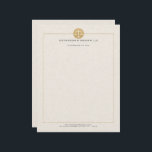 Light Beige Linen & Gold Law Practice Scale Letterhead<br><div class="desc">Elegant minimalistic light beige linen texture print with gold tones justice scale law office practice llc template.</div>