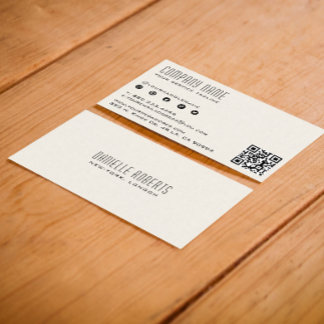 Light Beige Linen Texture QR Code Business Card