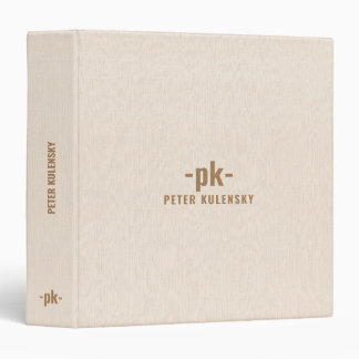 Light beige linen texture simple tan typography 3 ring binder