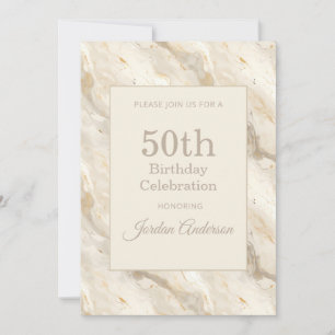 Light Beige Marble 50th Birthday Invitation