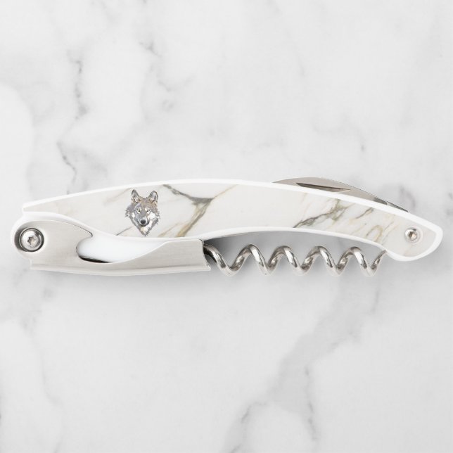 Light Beige Marble And Wolf Waiter's Corkscrew (Front)