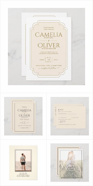 Light Beige Budget Wedding Invitations - Monochrome