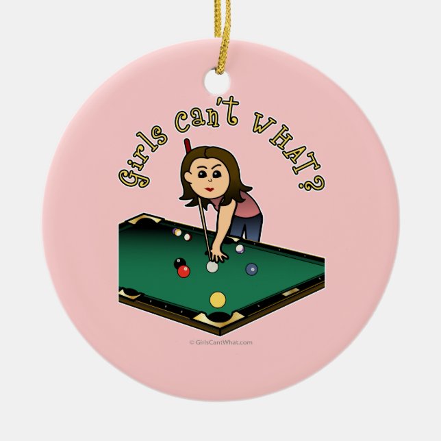 Light Billiards Girl Ceramic Ornament (Front)