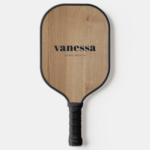 Light Birch Wood Minimal Modern Classic Name Pickleball Paddle