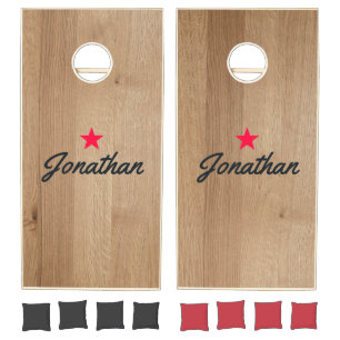 Light Birch Wood Vintage Star Signature Cornhole Set